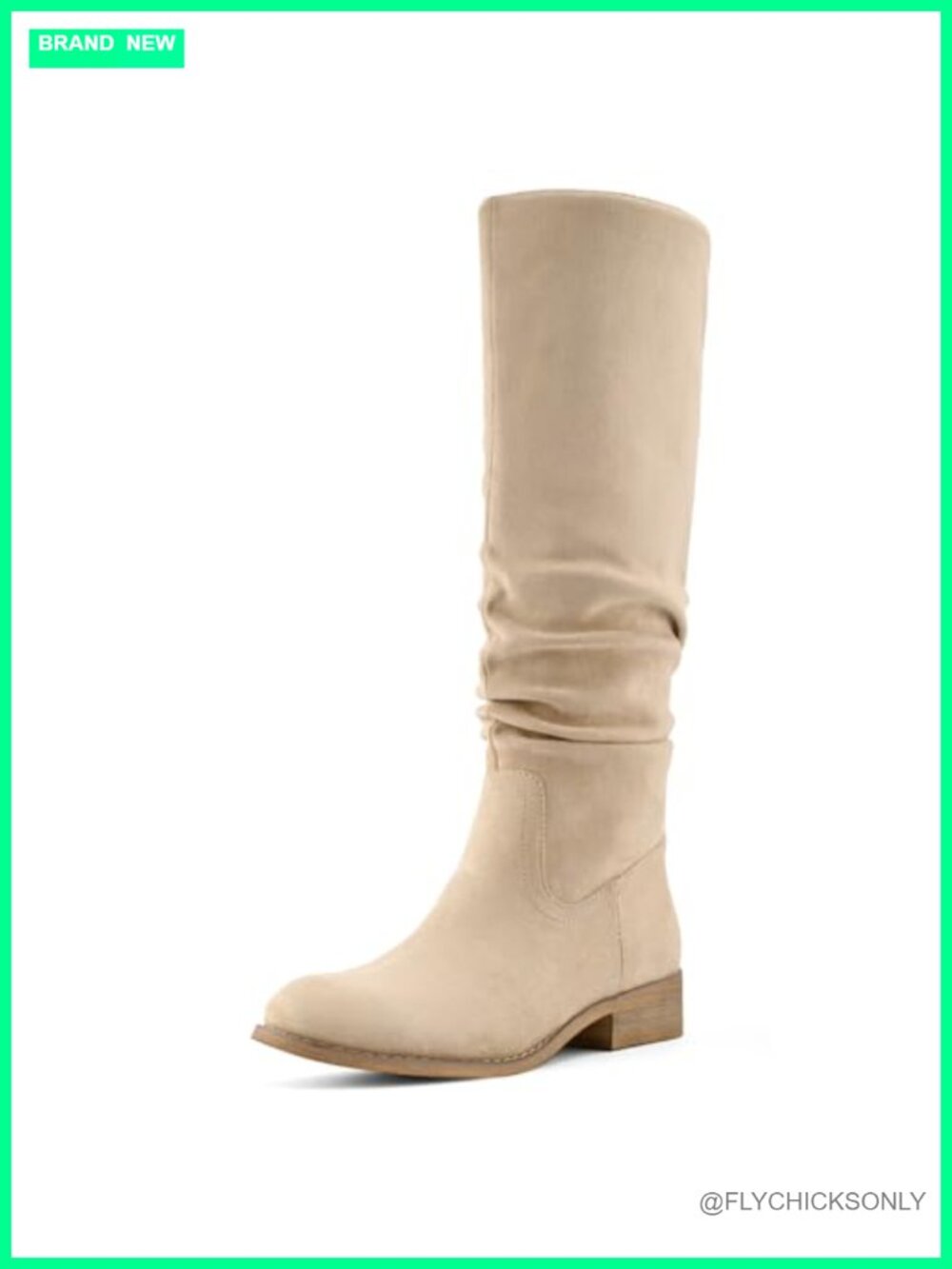 Faux Suede Knee High Slouch Boots Pointed Toe Low Heel Womens